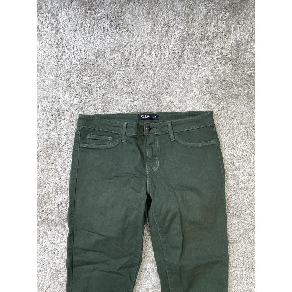 Just Black Jeans Womens 31P Green Skinny Denim Made in USA Five Pocket - Picture 3 of 10